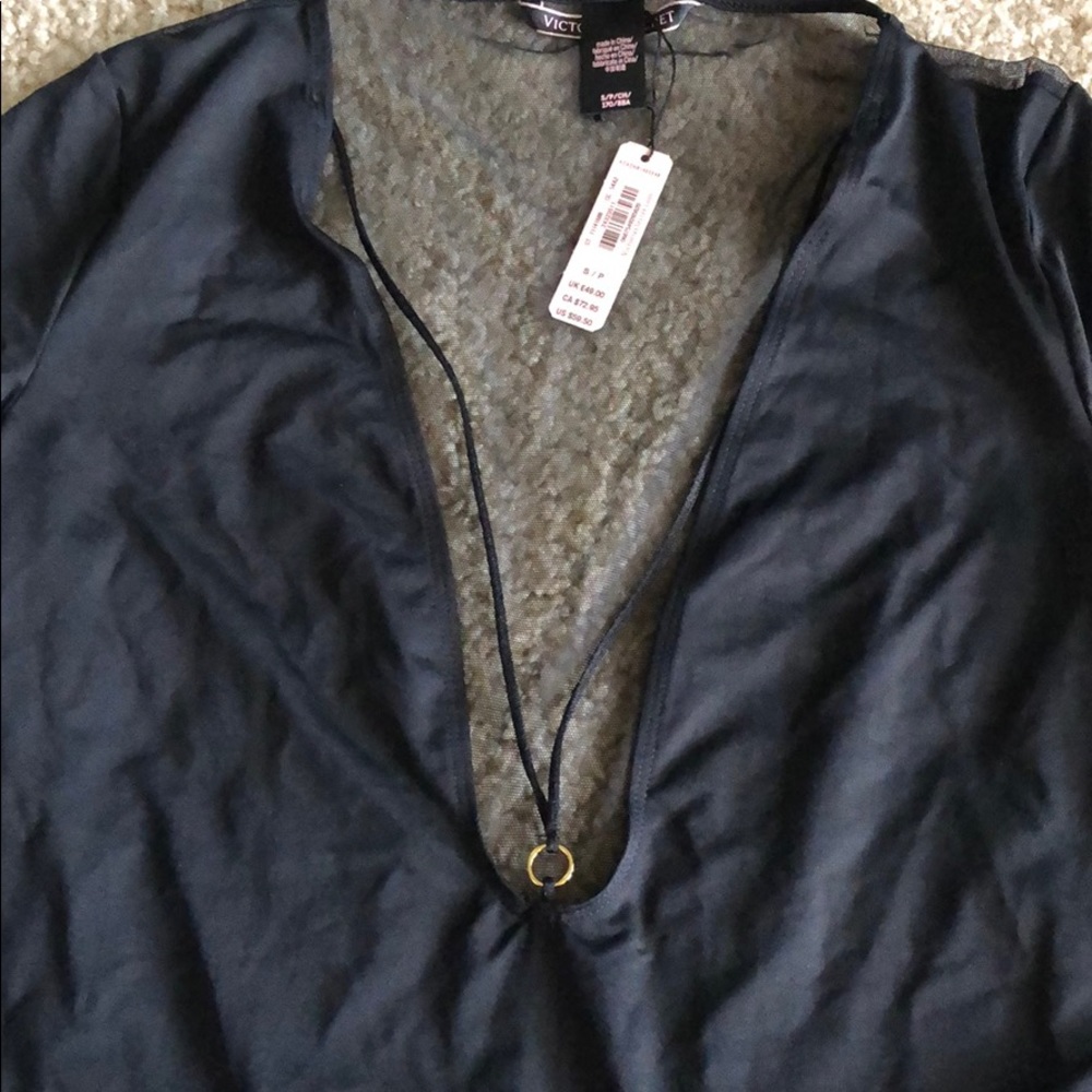 Victoria’s Secret Black Plunge Bodysuit Teddy XS - Picture 3 of 6